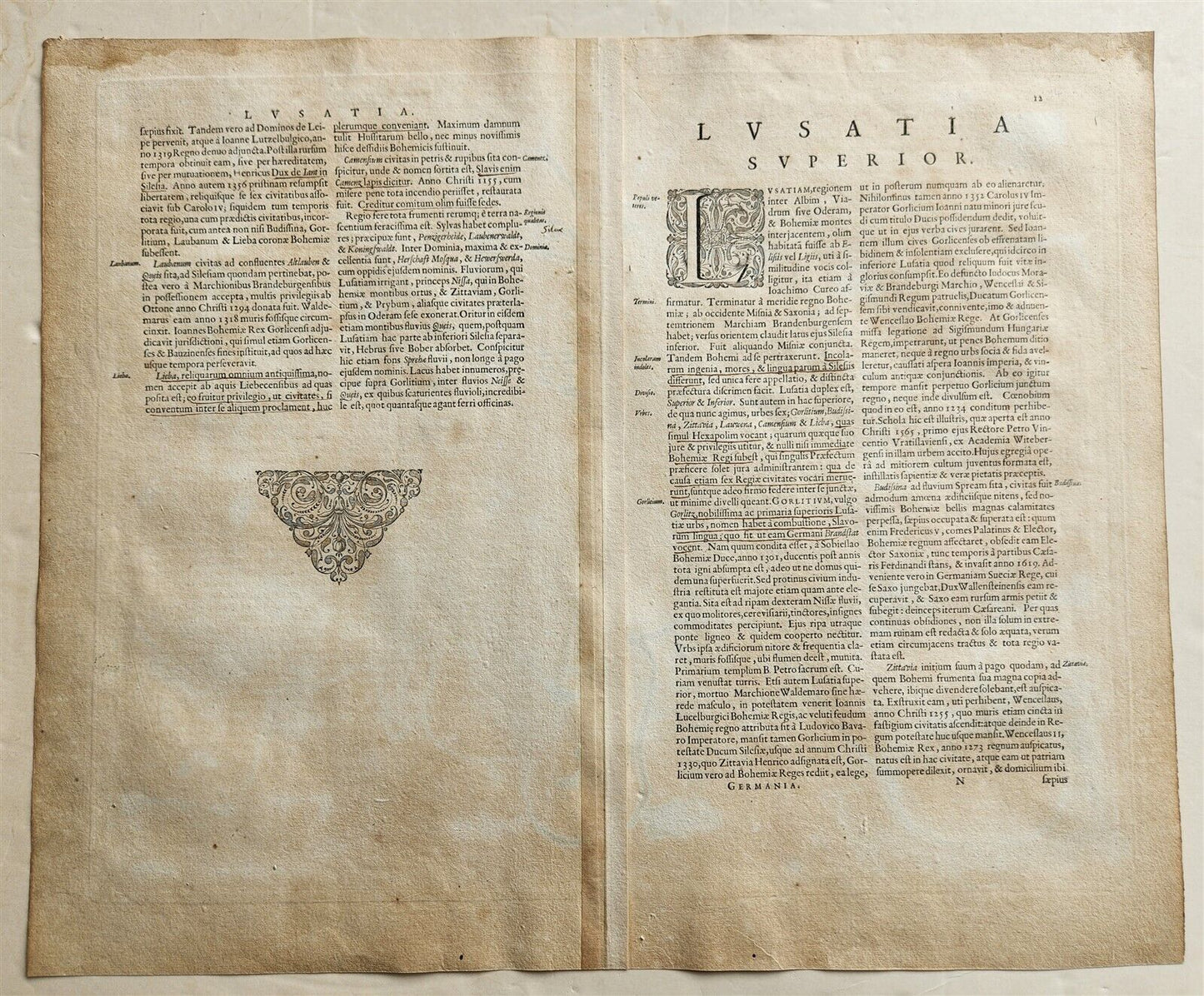 1640 MAP of GERMANY POLAND LUSATIA by WILLEM BLAEU antique AUTHENTIC handcolored