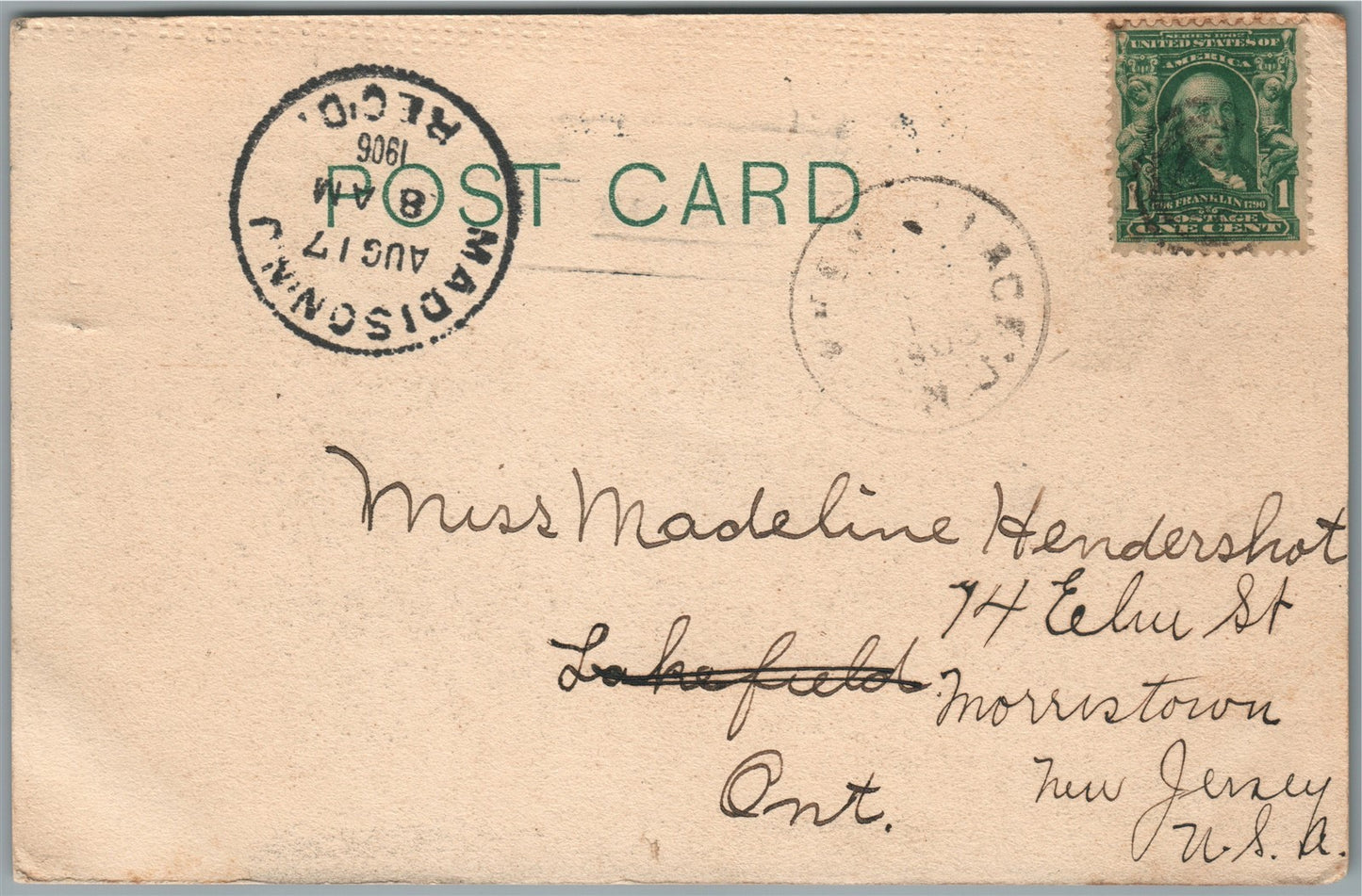 MORRISTOWN NJ MISS DANA'S SCHOOL for YOUNG LADIES ANTIQUE POSTCARD
