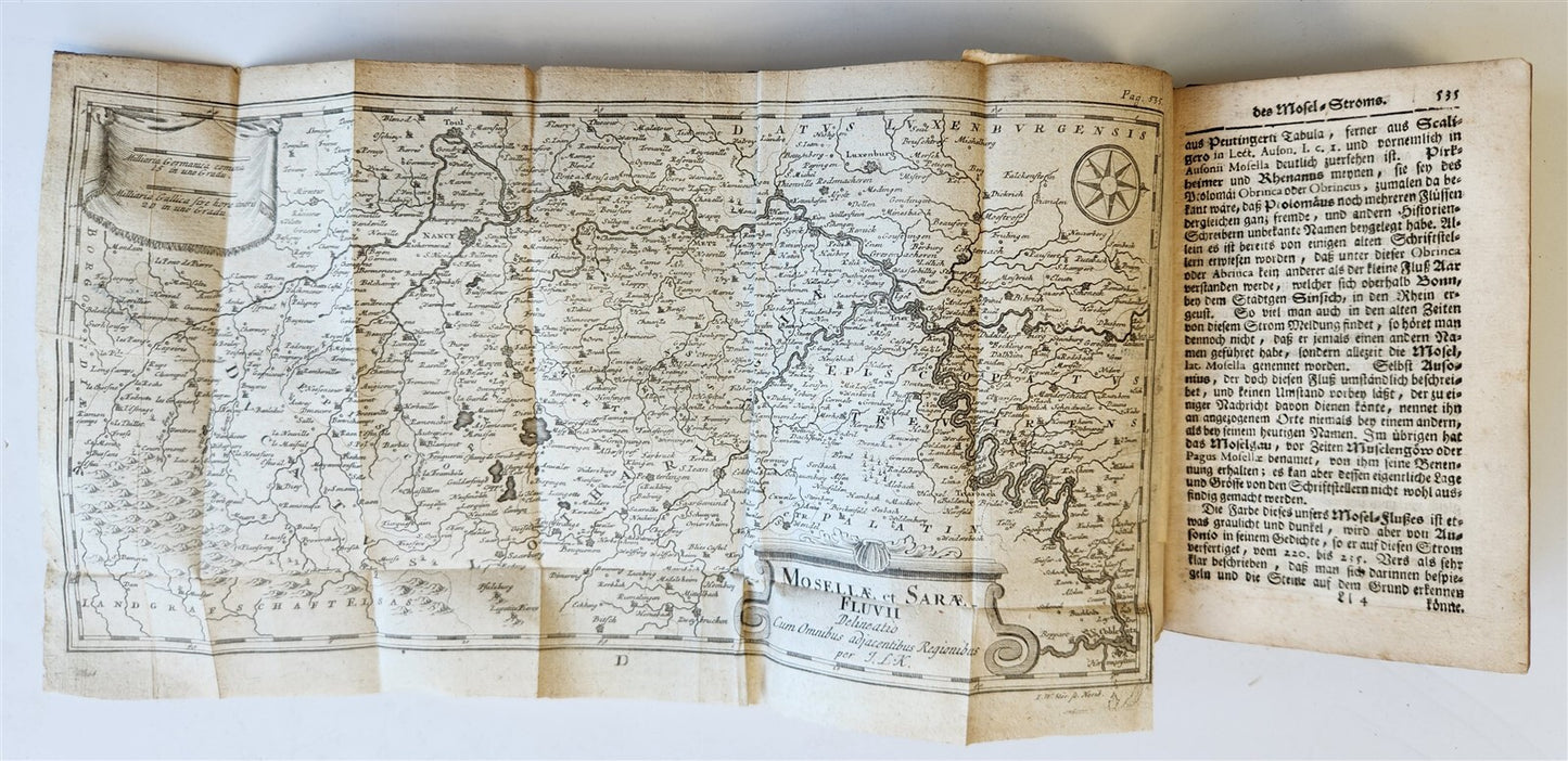 1740 ANTIQUITIES & GEOGRAPHY of GERMAN RIVERS antique ILLUSTRATED