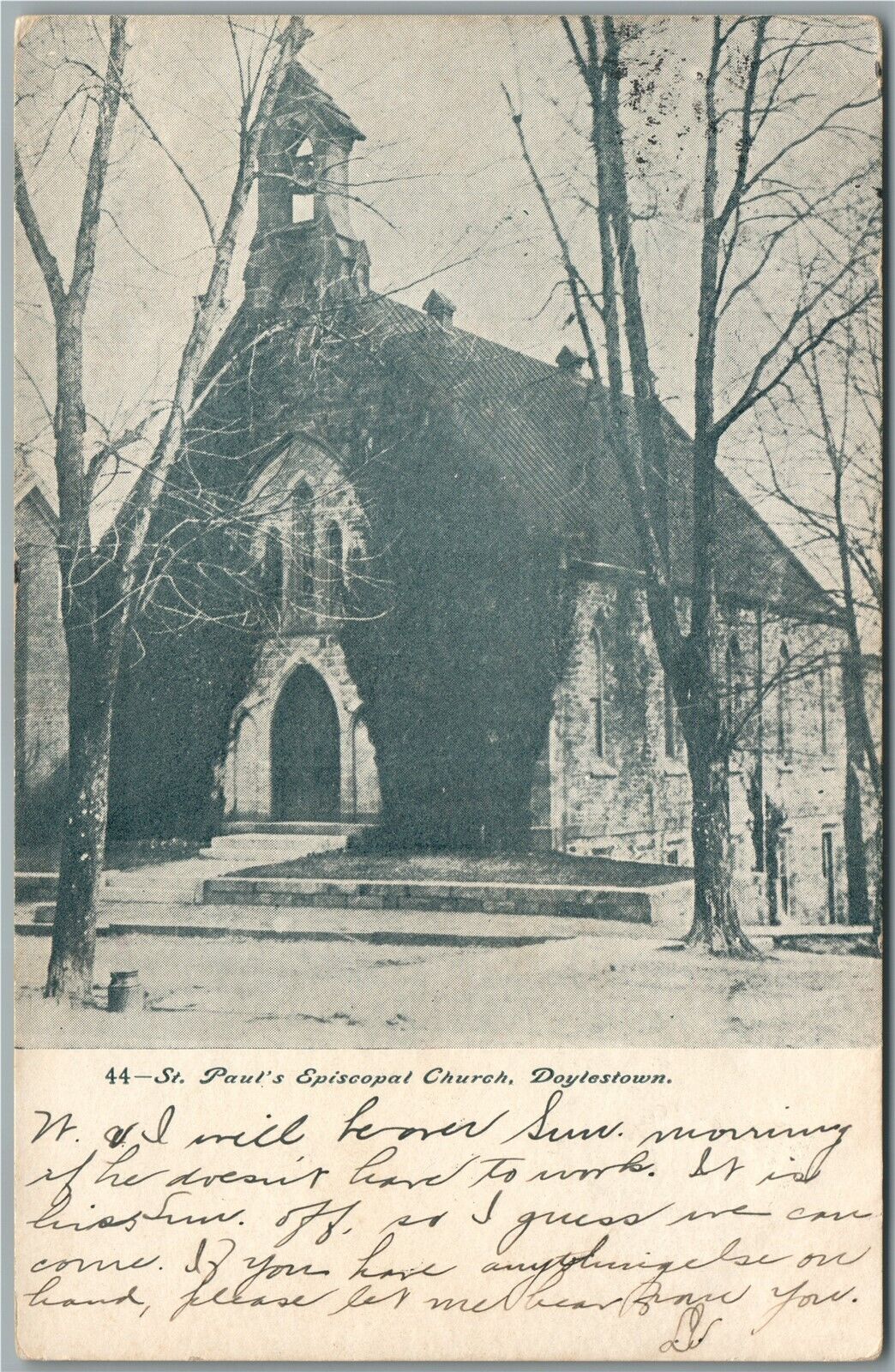 DOYLESTOWN PA ST. PAUL'S CHURCH ANTIQUE POSTCARD