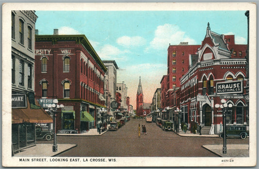 LA GROSSE WI MAIN STREET ANTIQUE POSTCARD