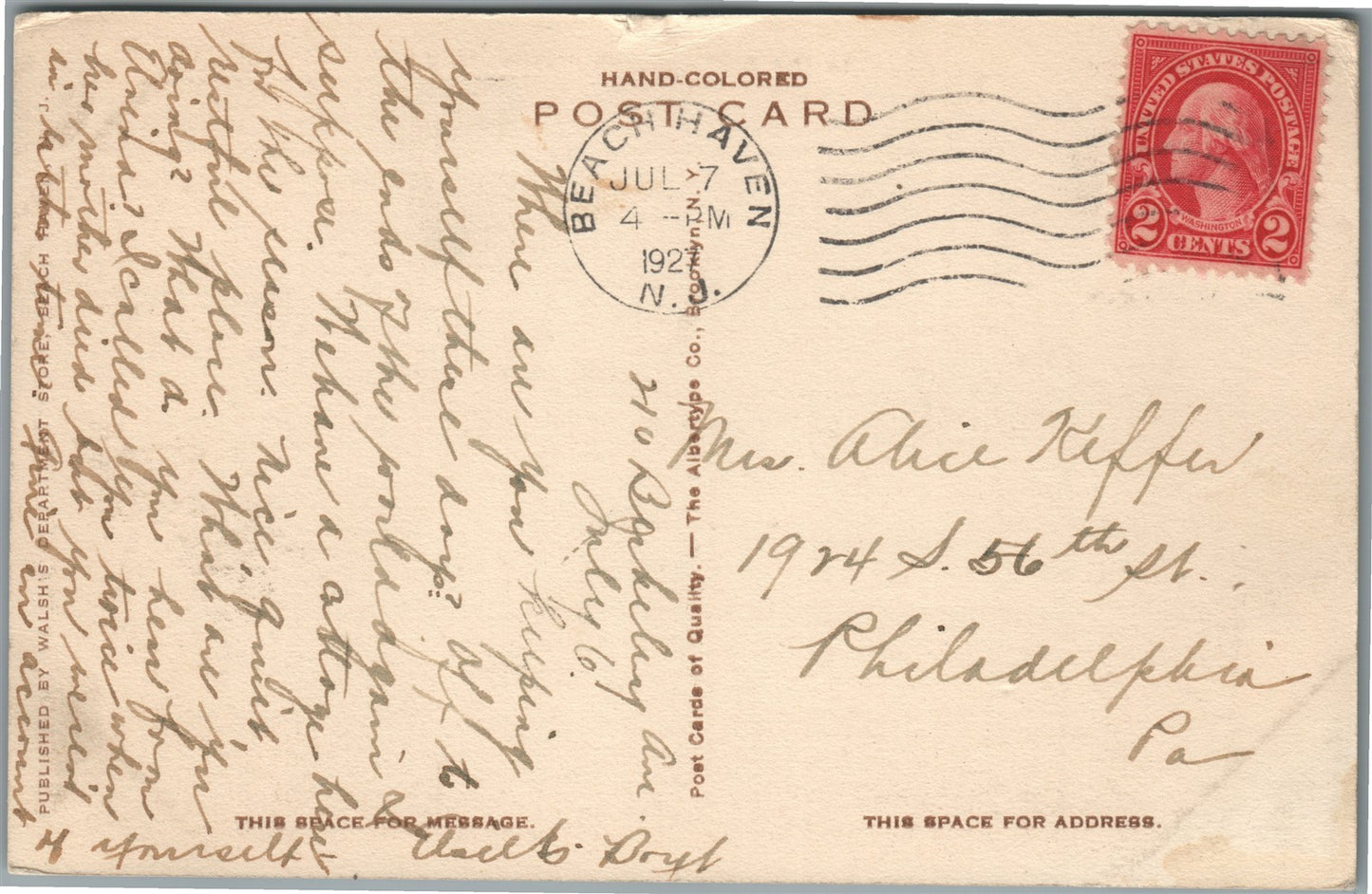 BEACH HEAVEN NJ IN THE SURF ANTIQUE POSTCARD