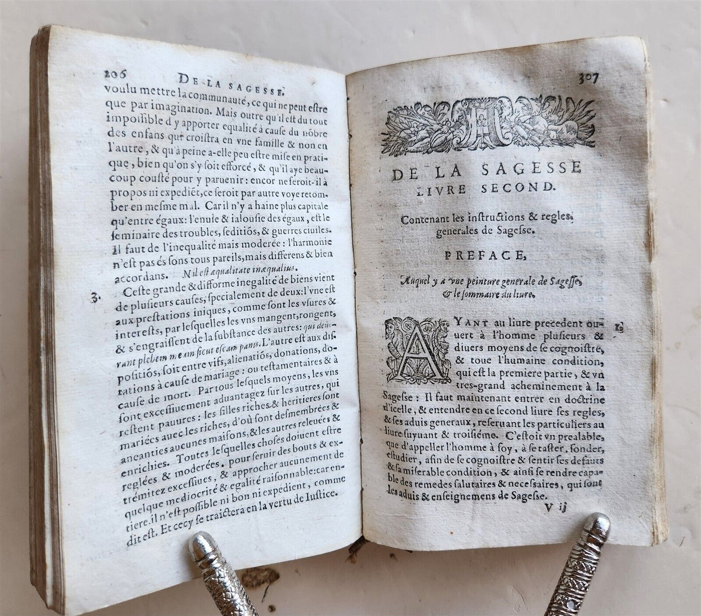 1623 French neo-skepticism by PIERRE CHARRON antique DECORATIVE BINDING