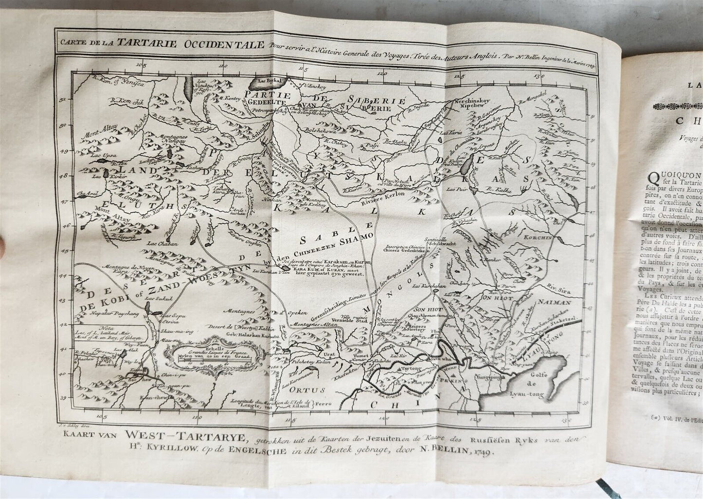 1749 TRAVELS TO CENTRAL ASIA & CHINA antique Histoire generale des voyages vol.9