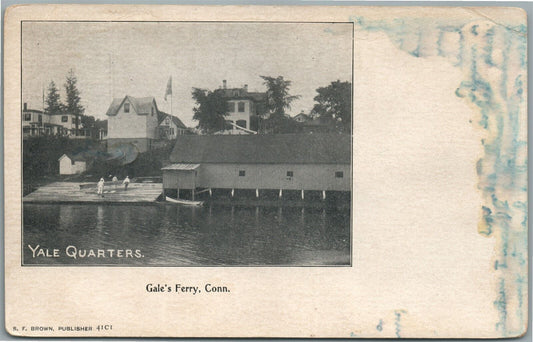 GALE'S FERRY CT YALE QUARTERS ANTIQUE POSTCARD