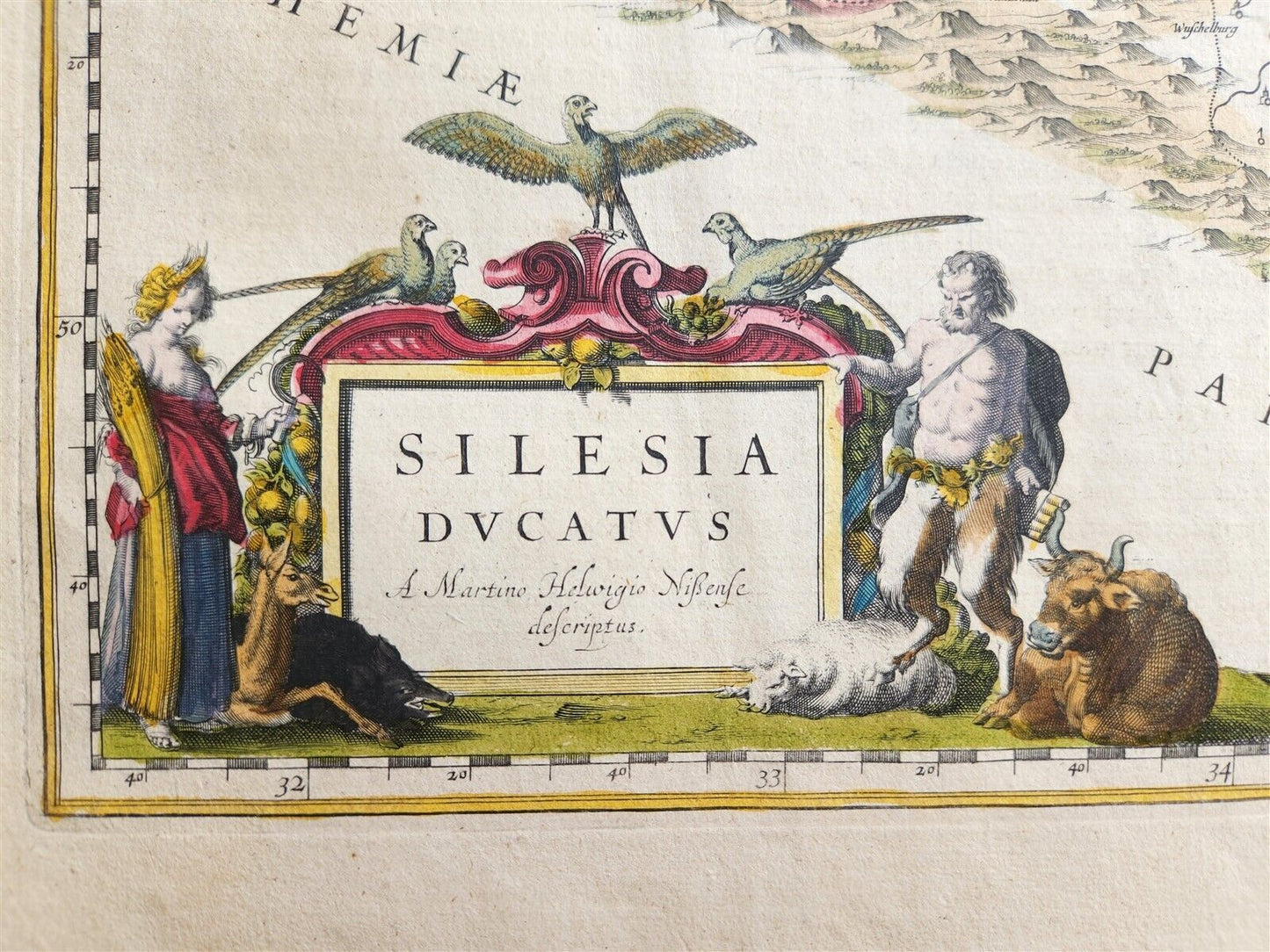 1640 MAP of GERMANY POLAND SILESIA by WILLEM BLAEU antique AUTHENTIC handcolored
