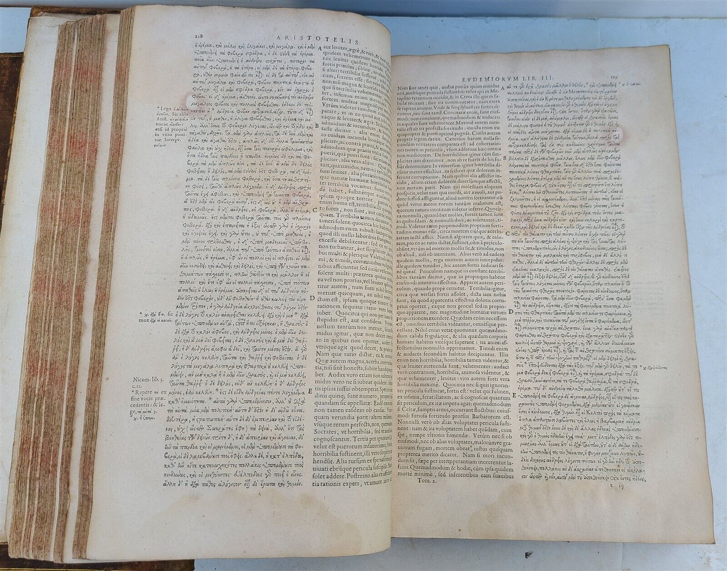 1619 ARISTOTLE OPERA OMNIA 2 MASSIVE FOLIOS antique GREEK & LATIN
