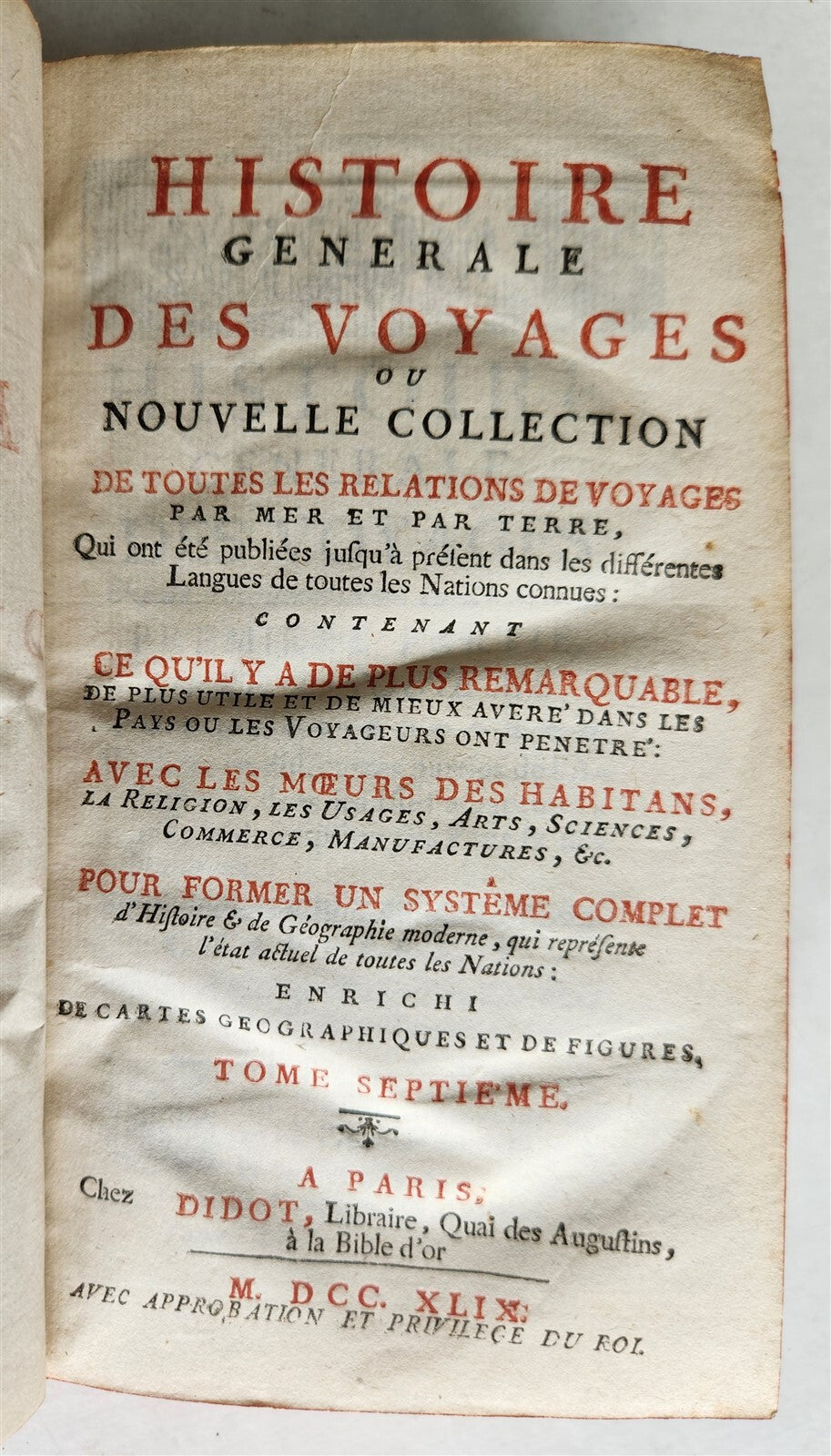 1749 HISTOIRE des VOYAGES antique VOL. 7 illustrated TRAVELS to AFRICA