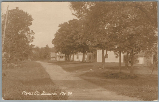 BRIGHTON ME MAPLE STREET ANTIQUE REAL PHOTO POSTCARD RPPC