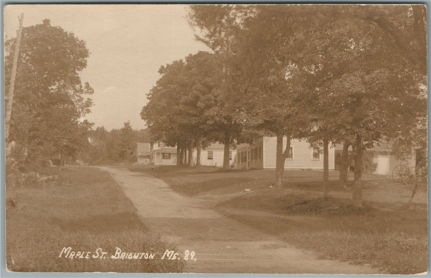 BRIGHTON ME MAPLE STREET ANTIQUE REAL PHOTO POSTCARD RPPC
