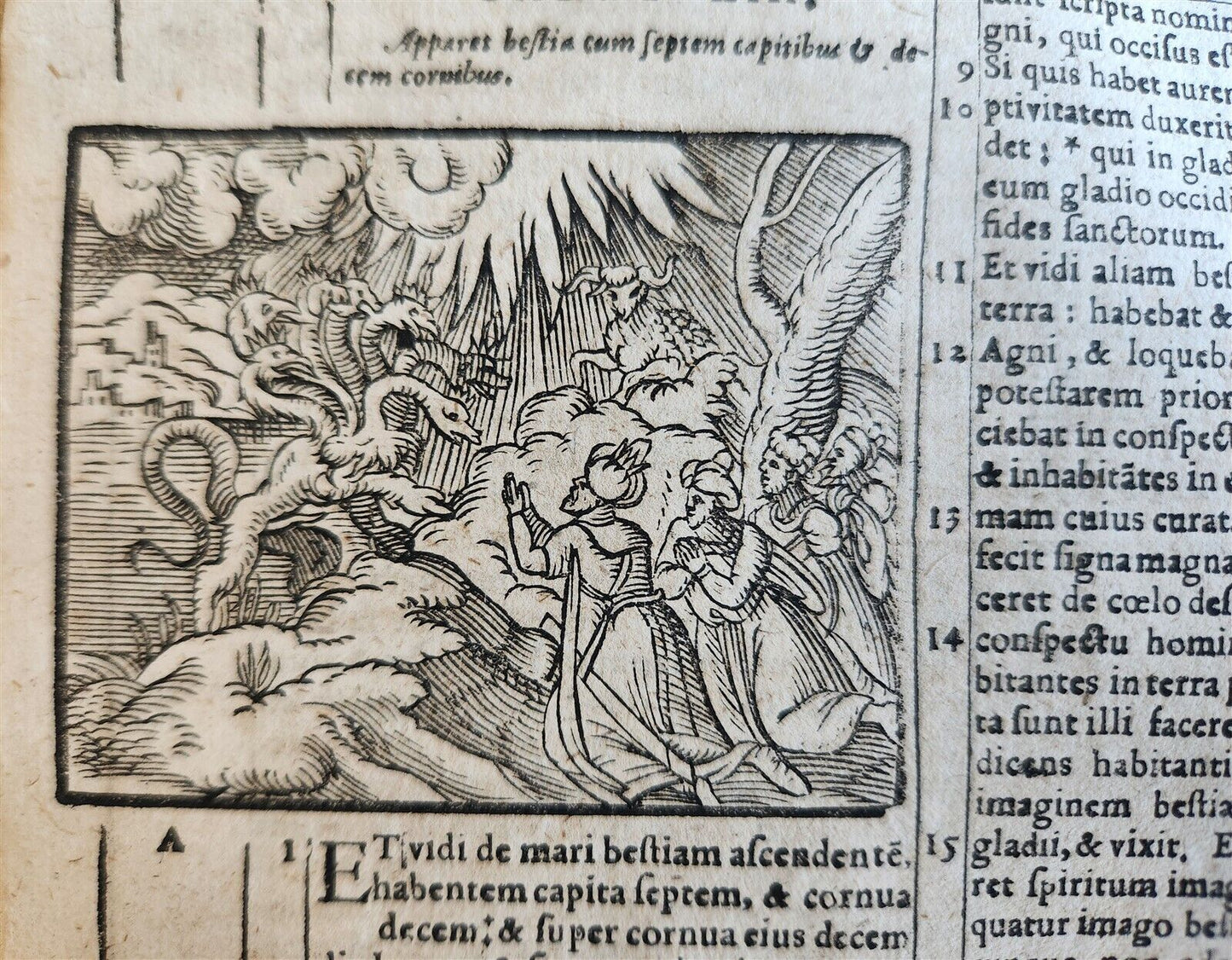 1602 BIBLE in LATIN ILLUSTRATED w/ MAP & NUMEROUS WOODCUTS antique