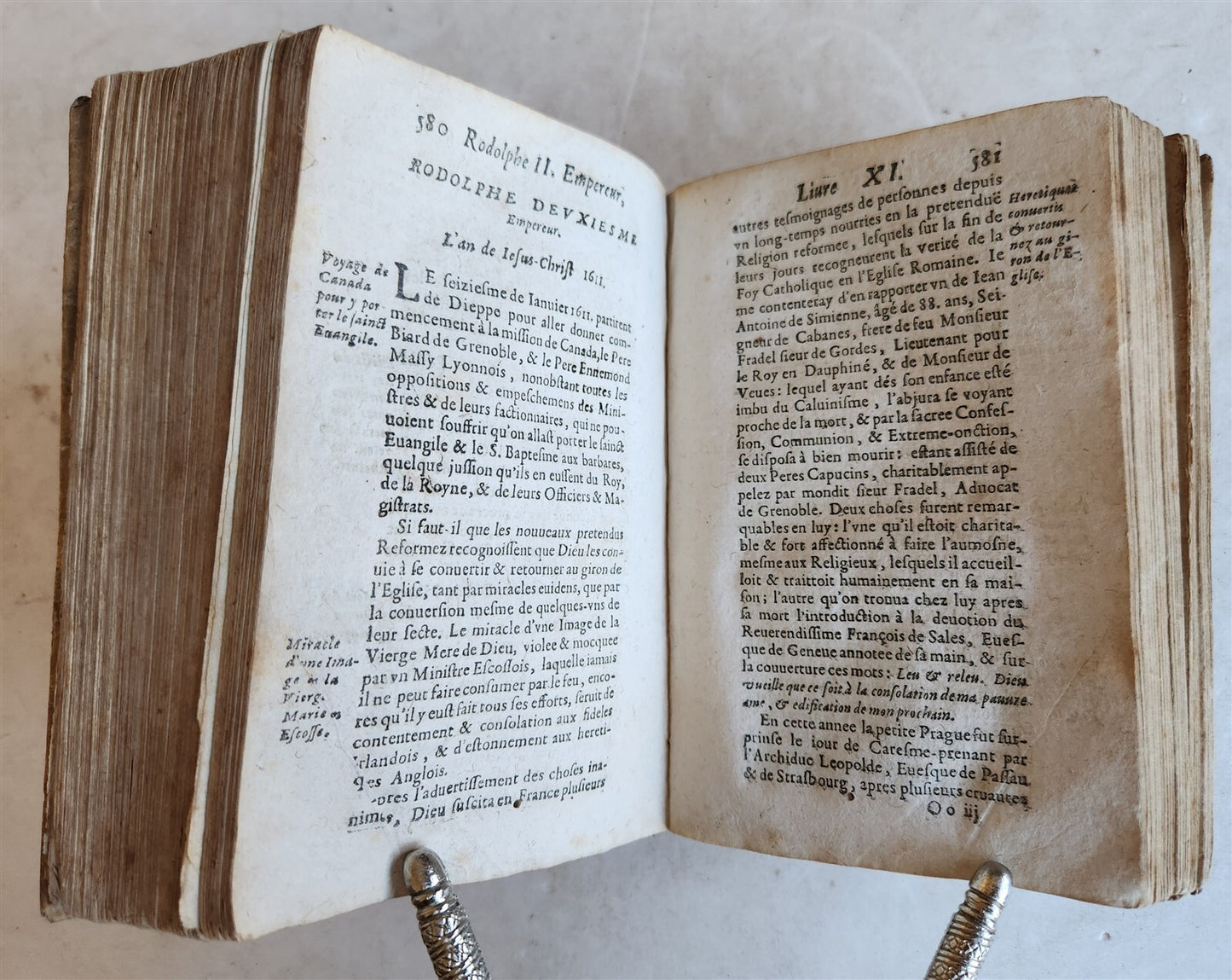 1633 WORLD'S HISTORY by H. Turselin antique in FRENCH vellum bound
