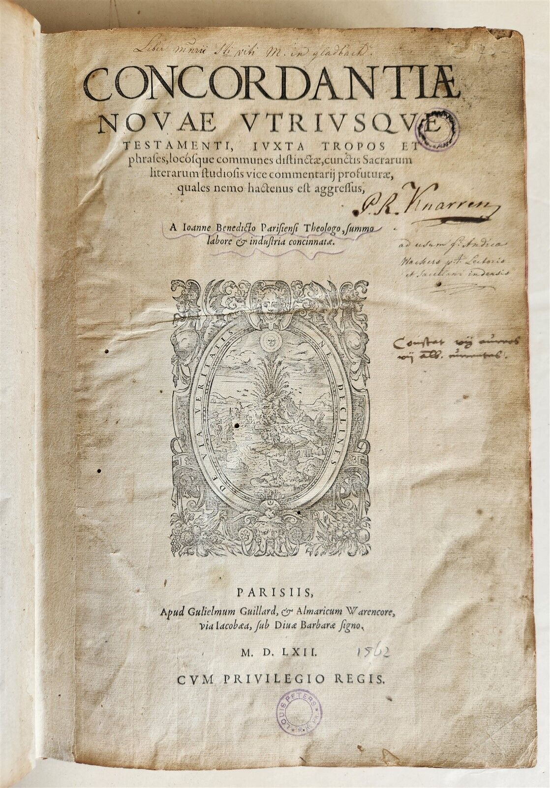 1562 BIBLE CONCORDANCE by JEAN BENOIT antique Concordantiae Novae Testamenti