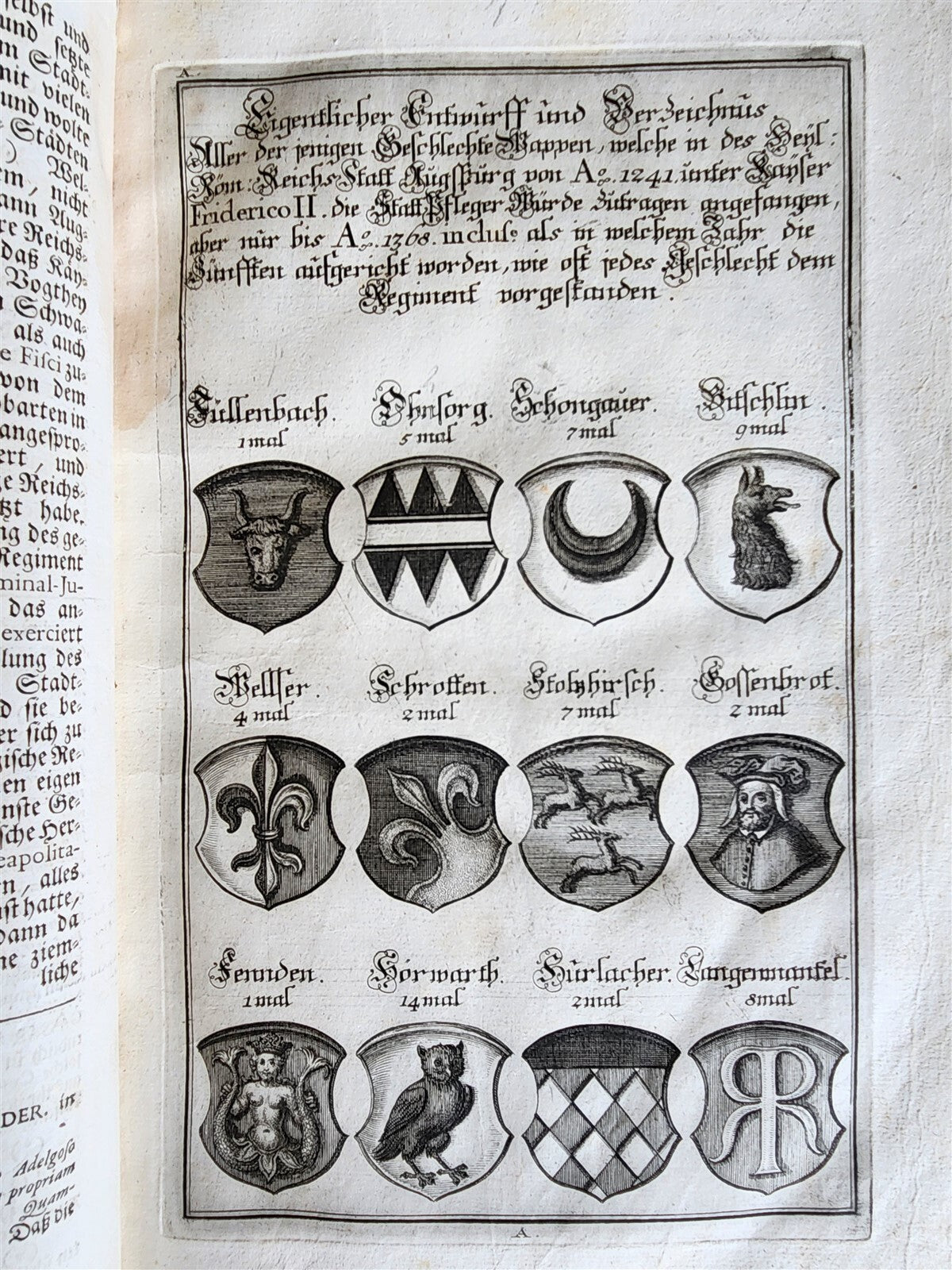 1725 HISTORY of Holy Roman Empire' CITY of AUGSBURG REGIMENT antique ILLUSTRATED