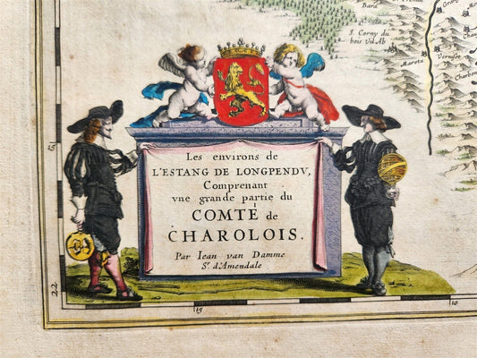 1640 MAP of FRANCE Longpendu Charolais by WILLEM BLAEU antique AUTHENTIC