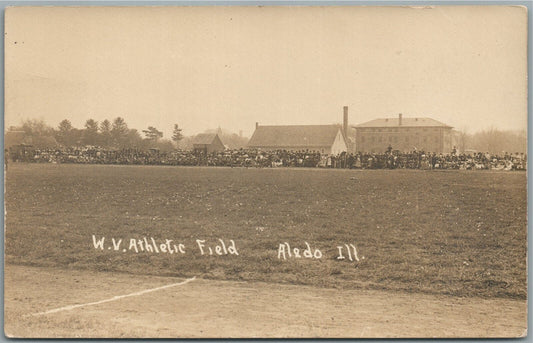 ALEDO IL W.V. ATHLETIC FIELD ANTIQUE REAL PHOTO POSTCARD RPPC