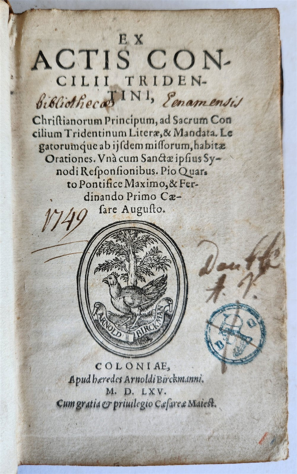 1565 Ex actis concilii Tridentini by Gerwin CALENIUS antique COUNCIL of TRENT