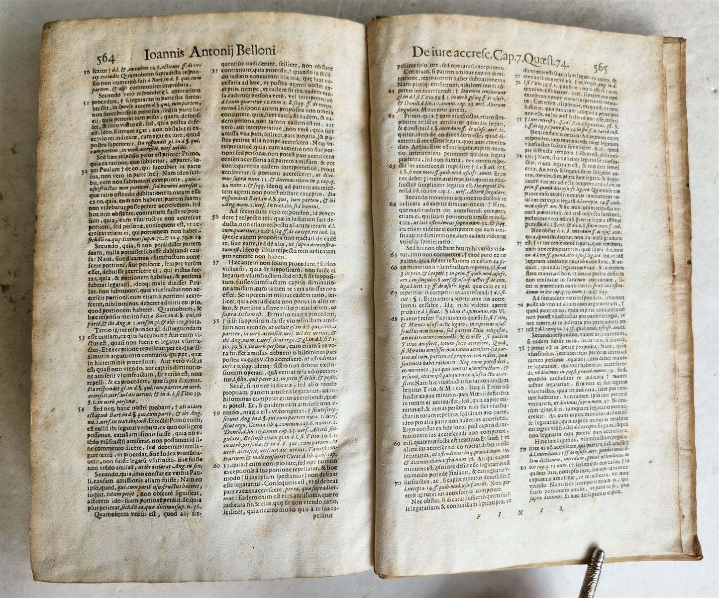 1637 LAW BOOK by IOANNIS ANTONII BELLONI VELLUM FOLIO w/MANUSCRIPT TITLE antique