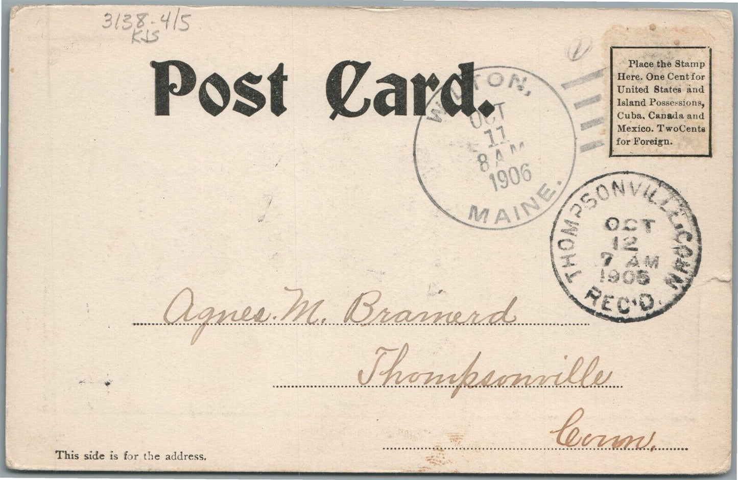 WILTON ME GOODSPEED MILL ANTIQUE POSTCARD