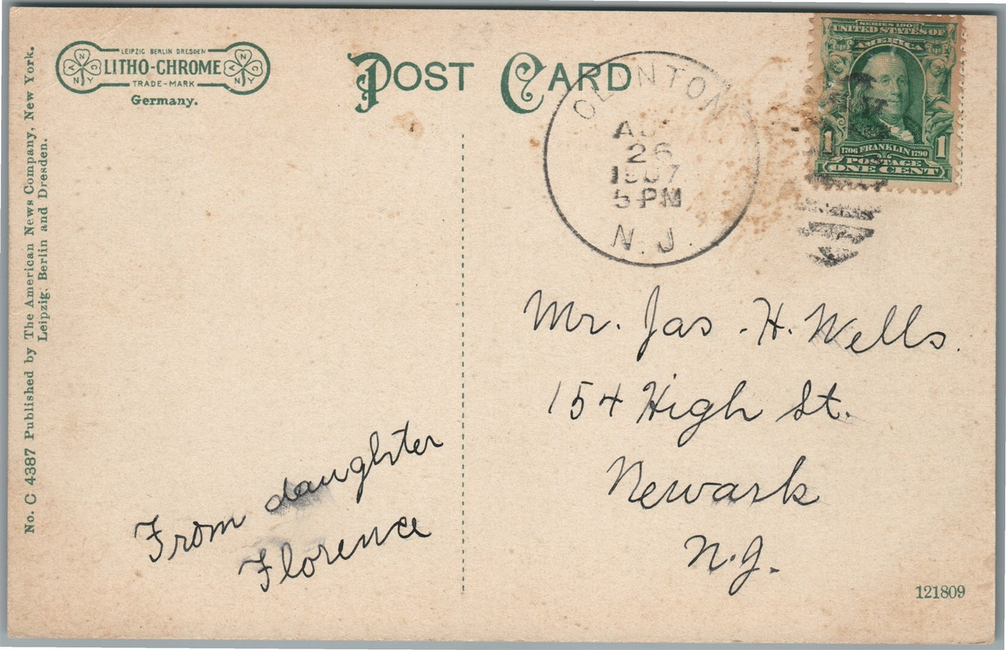 CLINTON NJ FALLS & MILL ANTIQUE POSTCARD