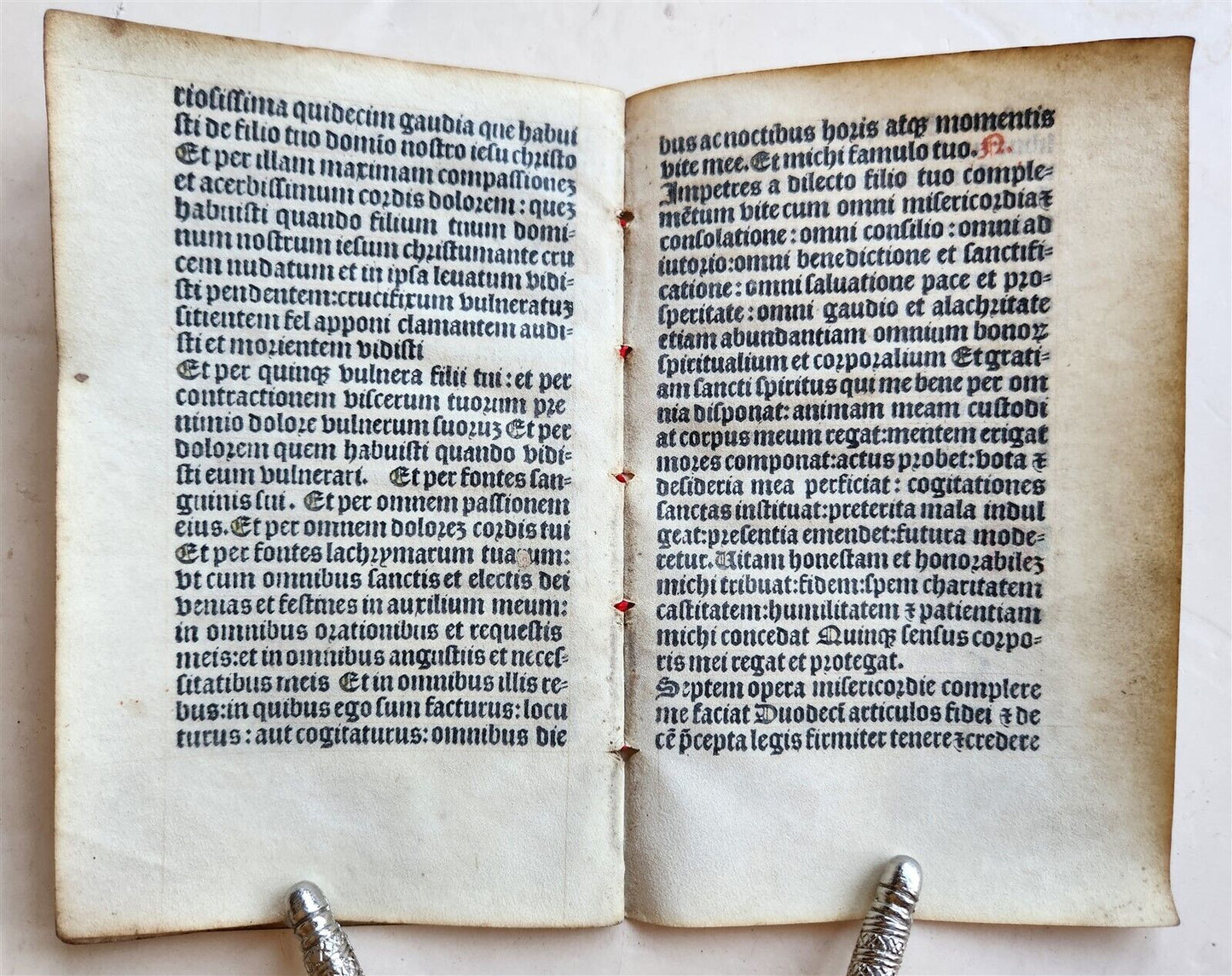1519 BOOK OF HOURS PRINTED on VELLUM FRAGMENT antique POST-INCUNABULA scarce