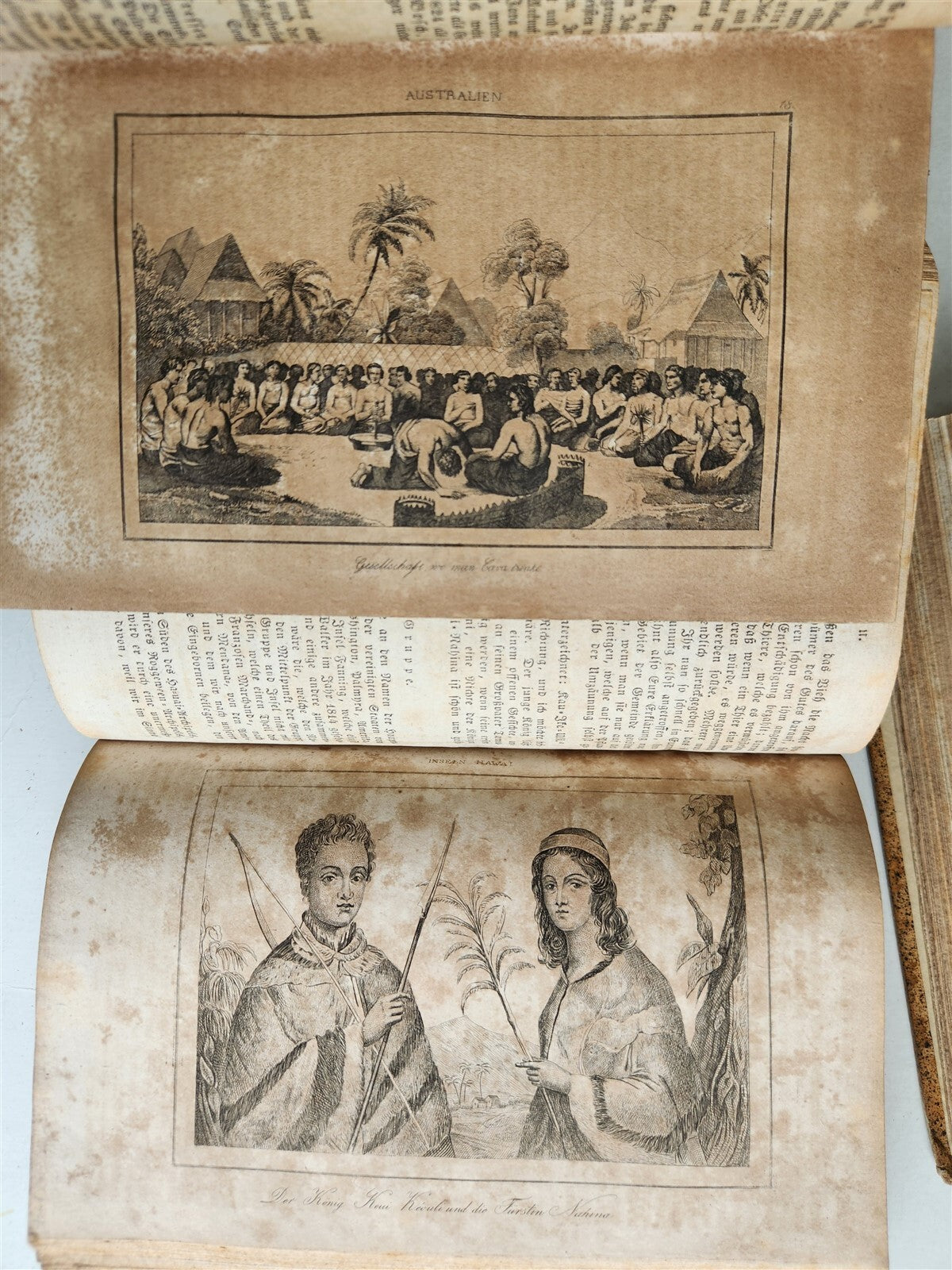 1838 TRAVELS to OCEANIA MALAYSIA POLYNESIA 3 VOLUMES antique ILLUSTRATED German