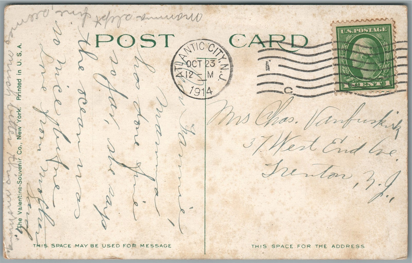 ATLANTIC CITY NJ ATLANTIC AVE. ANTIQUE POSTCARD