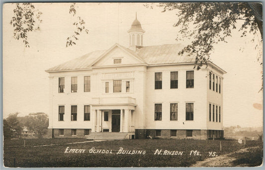 NORTH ANSON ME EMERY SCHOOL ANTIQUE REAL PHOTO POSTCARD RPPC