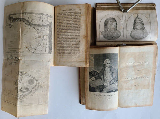 1796 VOYAGES of CAPTAIN COOK 4 vols 1st US EDITION ILLUSTRATED antique ENGLISH