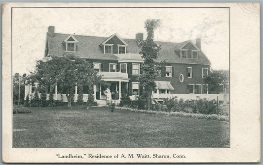 SHARON CT LANDHEIM RESIDENCE of A.M.WAITT ANTIQUE POSTCARD