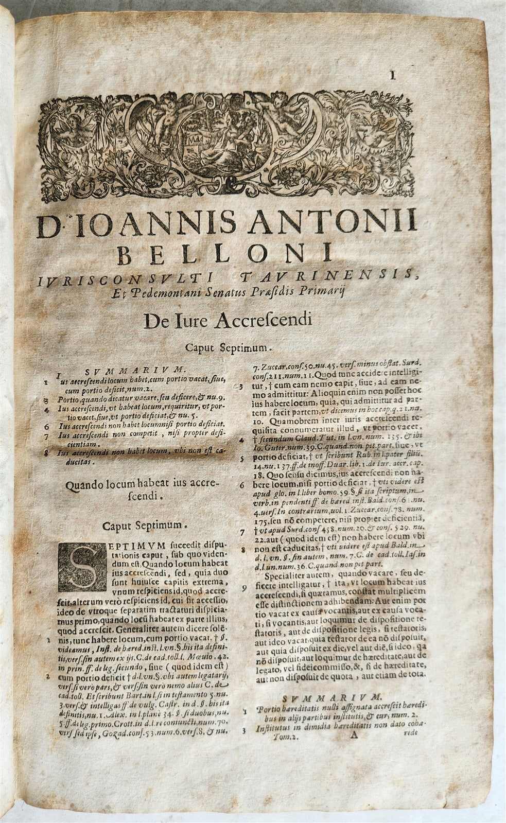 1637 LAW BOOK by IOANNIS ANTONII BELLONI VELLUM FOLIO w/MANUSCRIPT TITLE antique