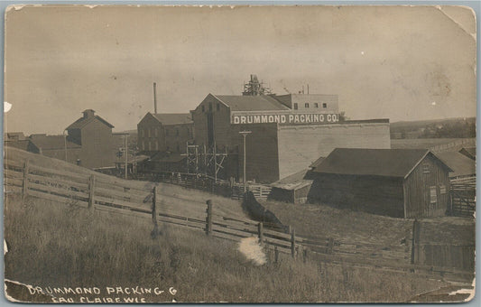 EAU CLAIRE WI DRUMMOND PACKING CO. ANTIQUE REAL PHOTO POSTCARD RPPC