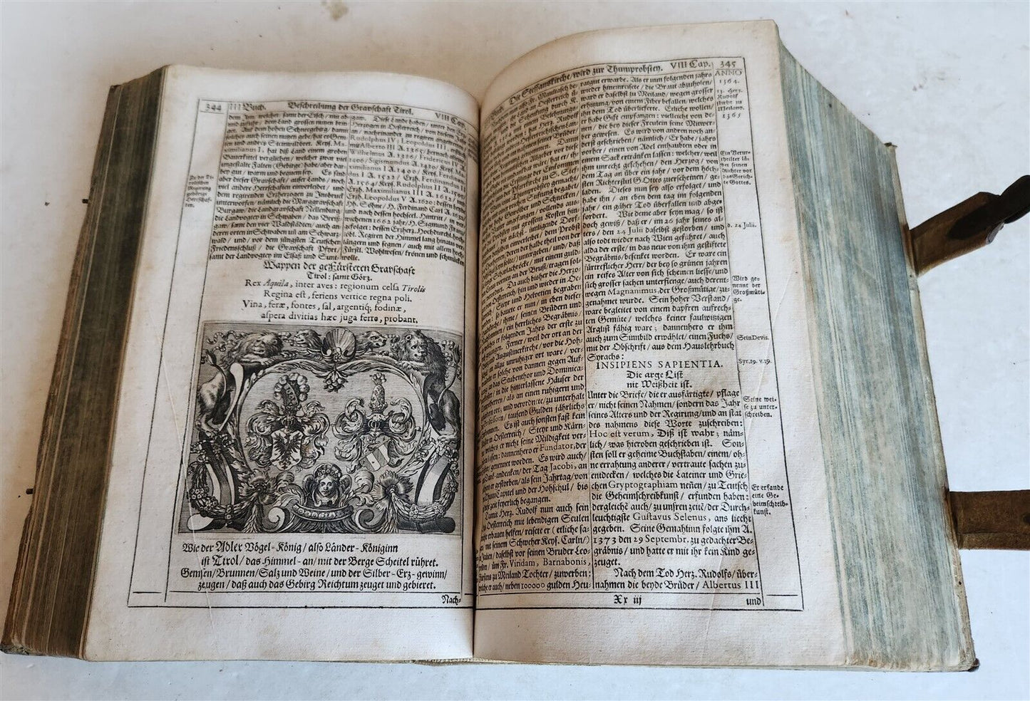 1668 HISTORY of AUSTRIA antique ILLUSTRATED w/ 200 PLATES PIGSKIN BOUND FOLIO