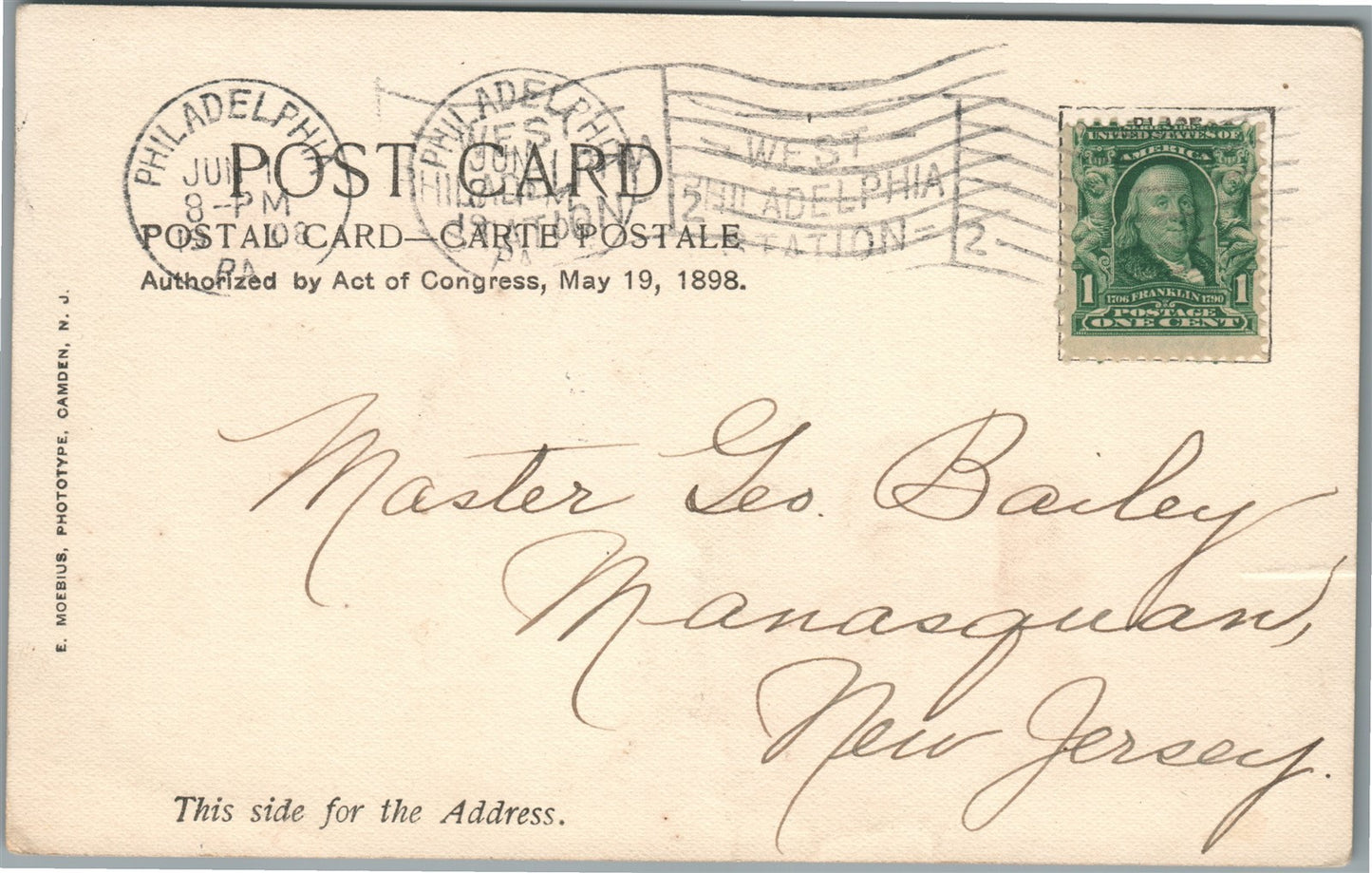 PHILADELPHIA PA UNIVERSITY of PENNSYLVANIA PHYSICS LABORATORY ANTIQUE POSTCARD