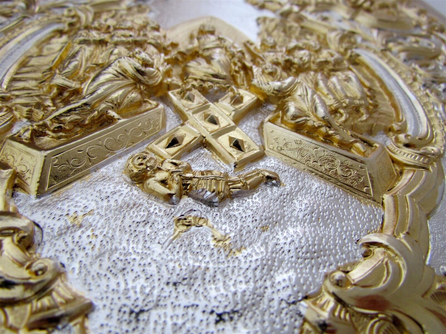 GREEK RUSSIAN ORTHODOX CHURCH GOSPEL GILT BRASS COVERS folio