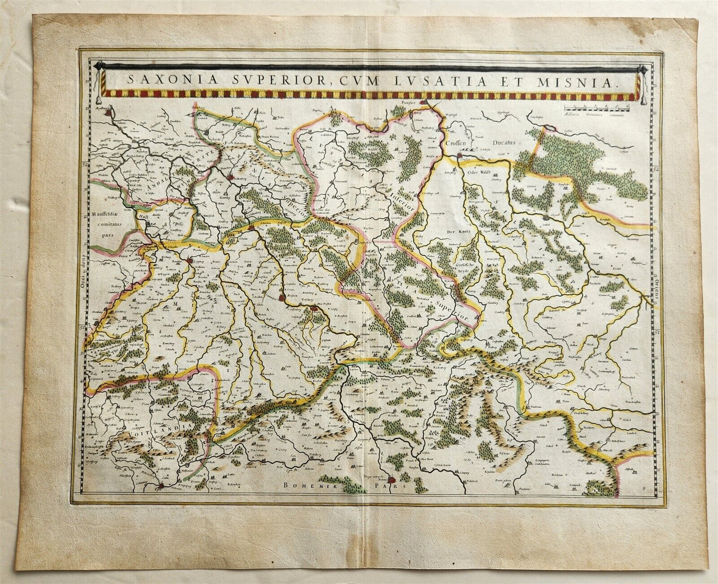1640 MAP of GERMANY POLAND SAXONIA by WILLEM BLAEU antique AUTHENTIC handcolored