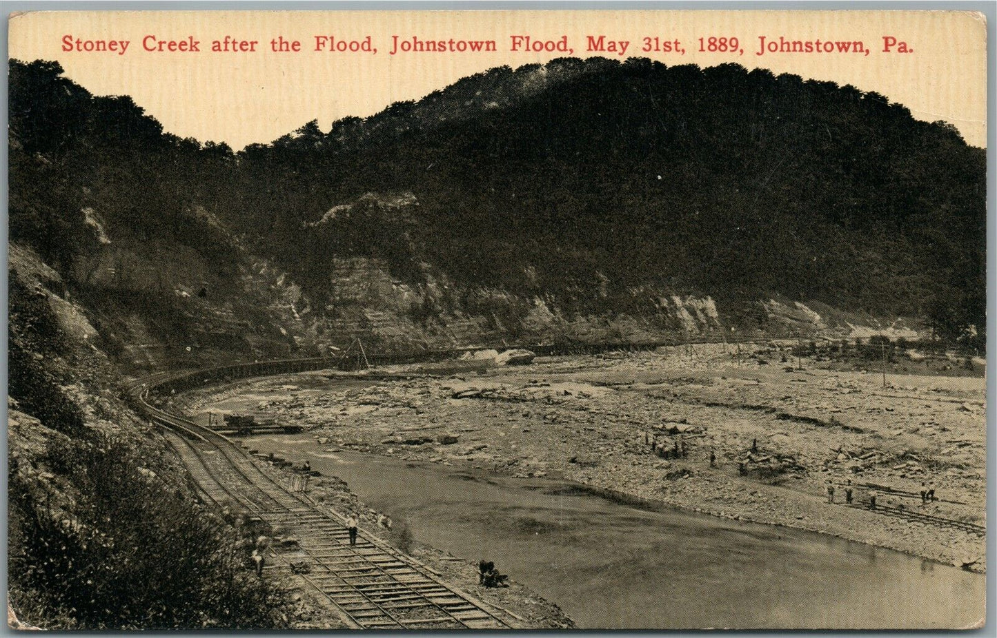 JOHNSTOWN PA STONEY CREEK AFTER FLOOD ANTIQUE POSTCARD