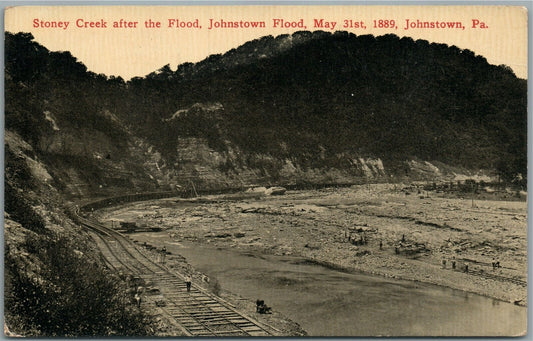 JOHNSTOWN PA STONEY CREEK AFTER FLOOD ANTIQUE POSTCARD