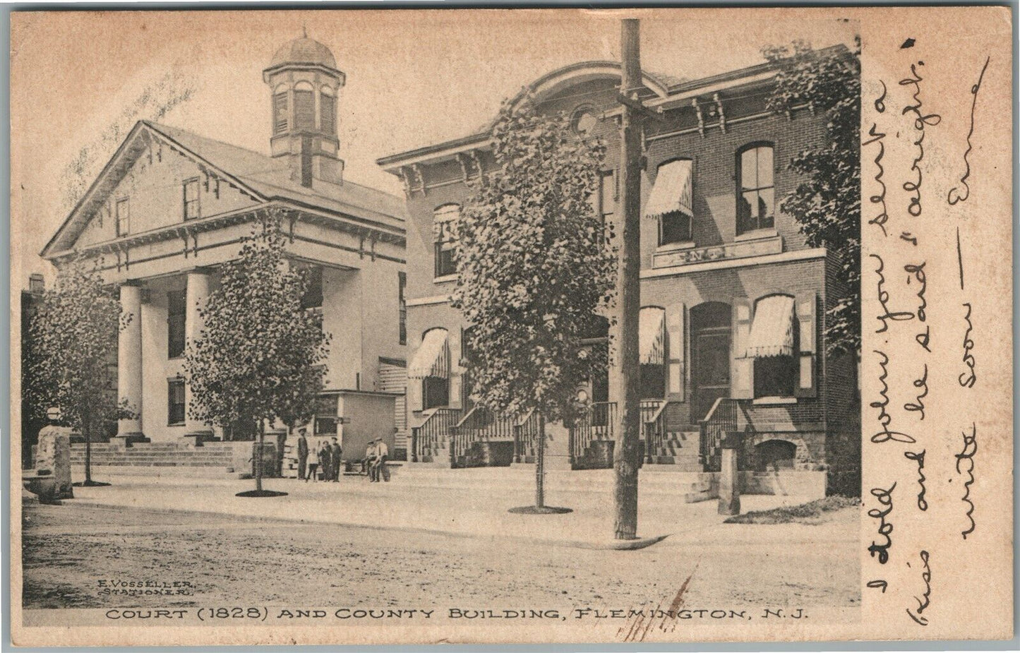 FLEMINGTON NJ COURT & COUNTY BUILDINGS ANTIQUE POSTCARD
