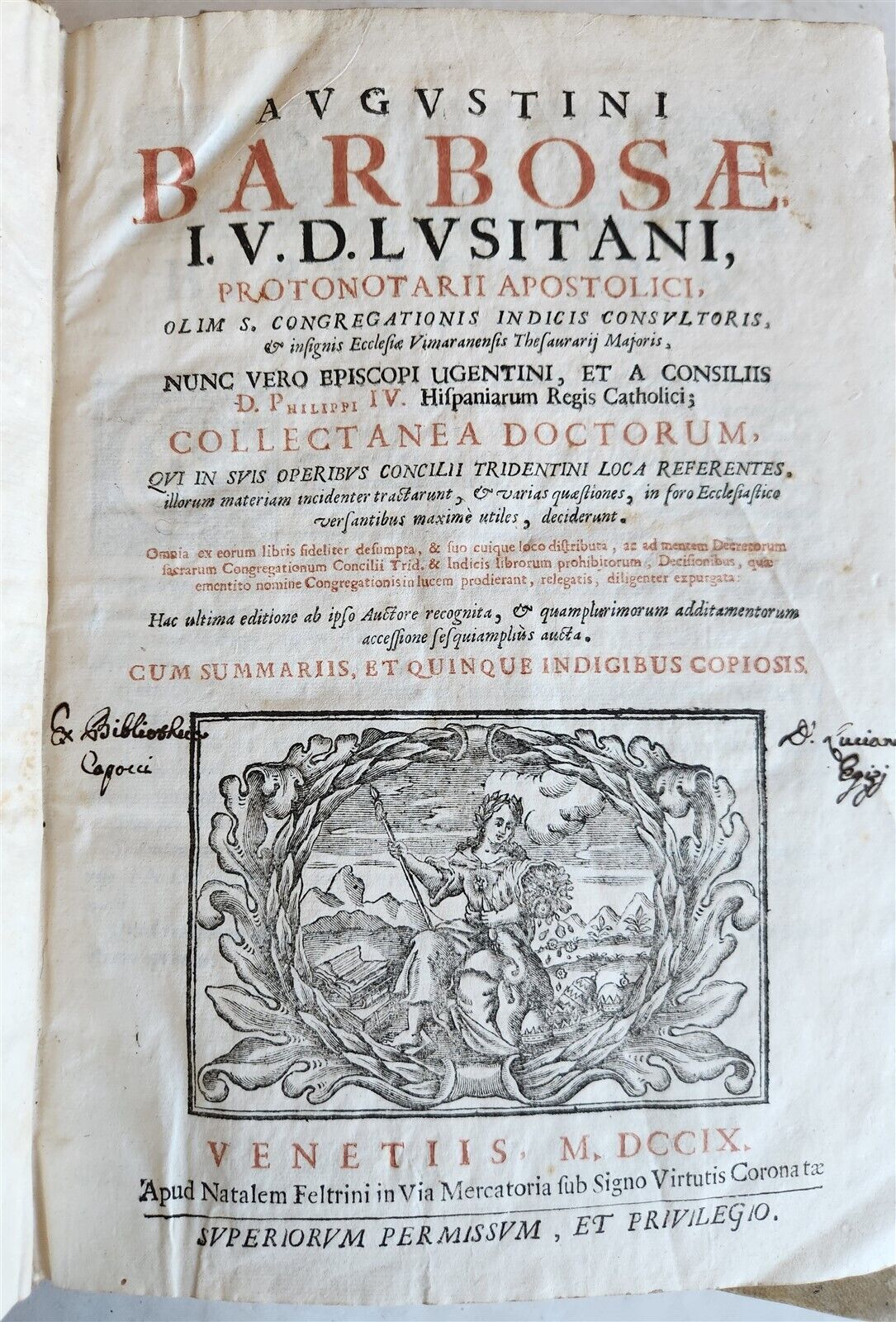 1701-1715 CANON LAW 6 FOLIO VOLUMES by AUGUSTINI BARBOSAE antique VELLUM BINDING