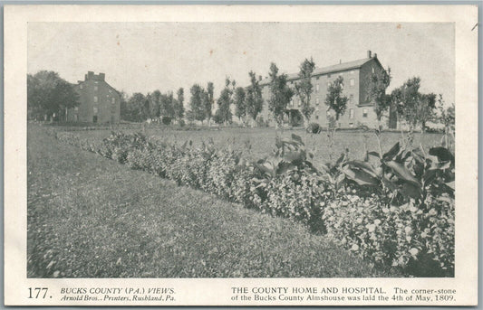 BUCKS CO. PA ARNOLD BROS. COUNTY HOME & HOSPITAL ANTIQUE POSTCARD #177