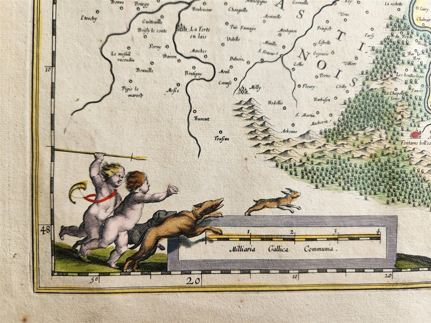 1640 MAP of LE PAIS de BRIE FRANCE by WILLEM BLAEU antique AUTHENTIC handcolored