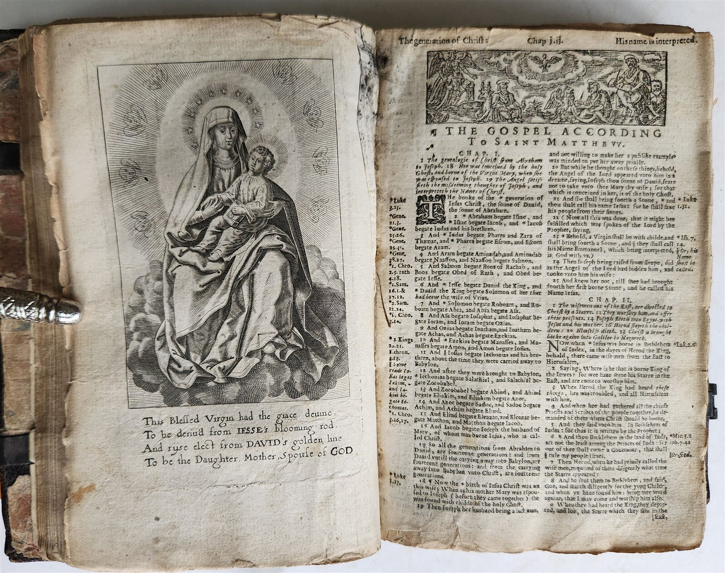1631-34 BIBLE in ENGLISH ILLUSTRATED NEW TESTAMENT COMMON PRAYERS PSALMS antique