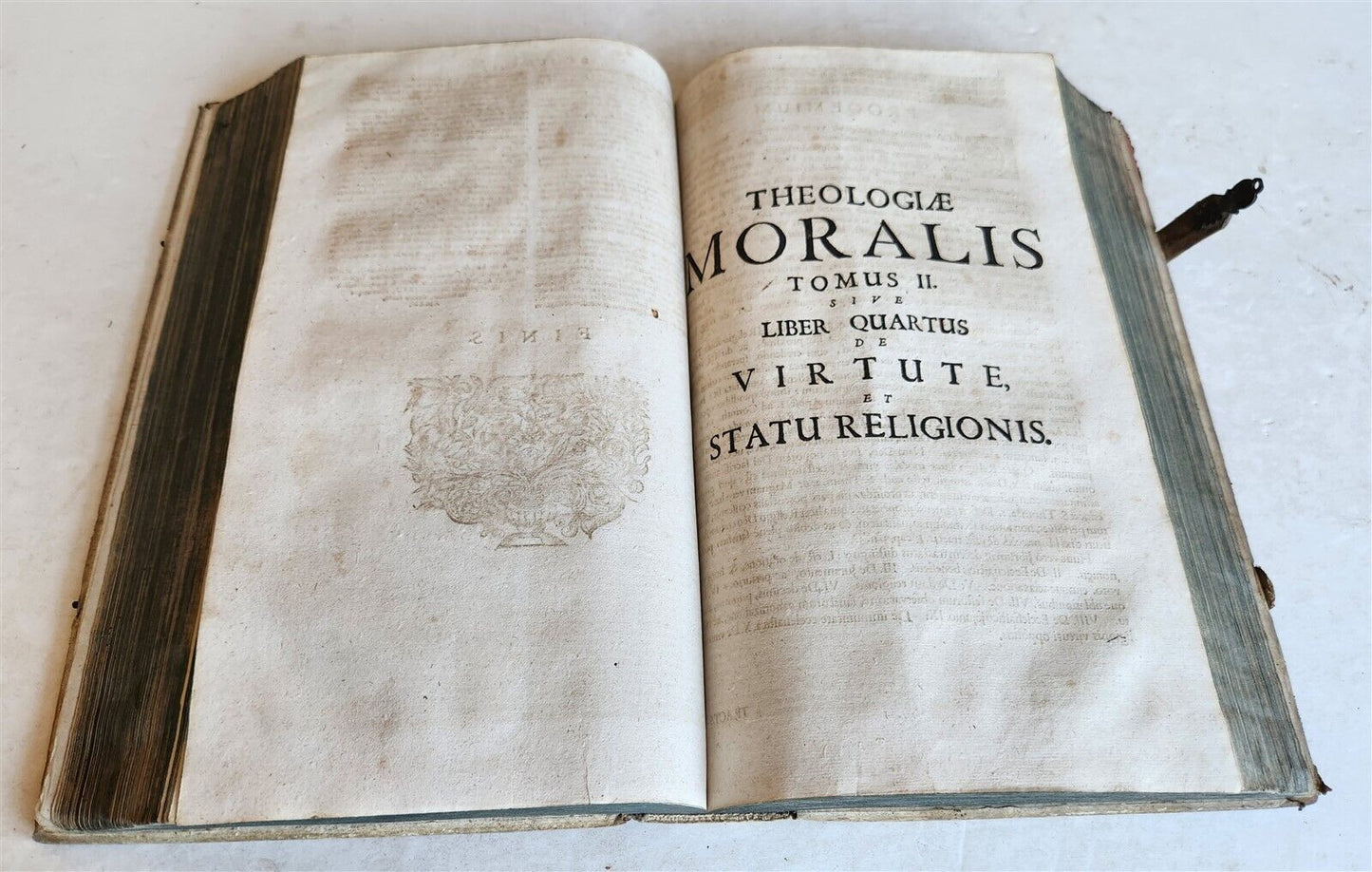 1709 THEOLOGY by PAUL LAYMANN antique BLIND STAMPED PIGSKIN BOUND FOLIO