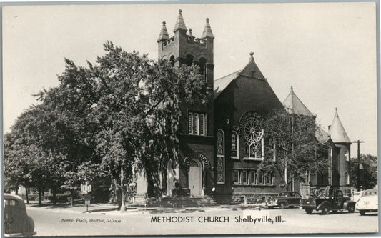 SHELBYVILLE IL METHODIST CHURCH VINTAGE REAL PHOTO POSTCARD RPPC