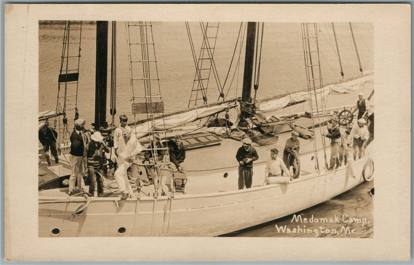 WASHINGTON ME MEDOMAK CAMP ANTIQUE REAL PHOTO POSTCARD RPPC