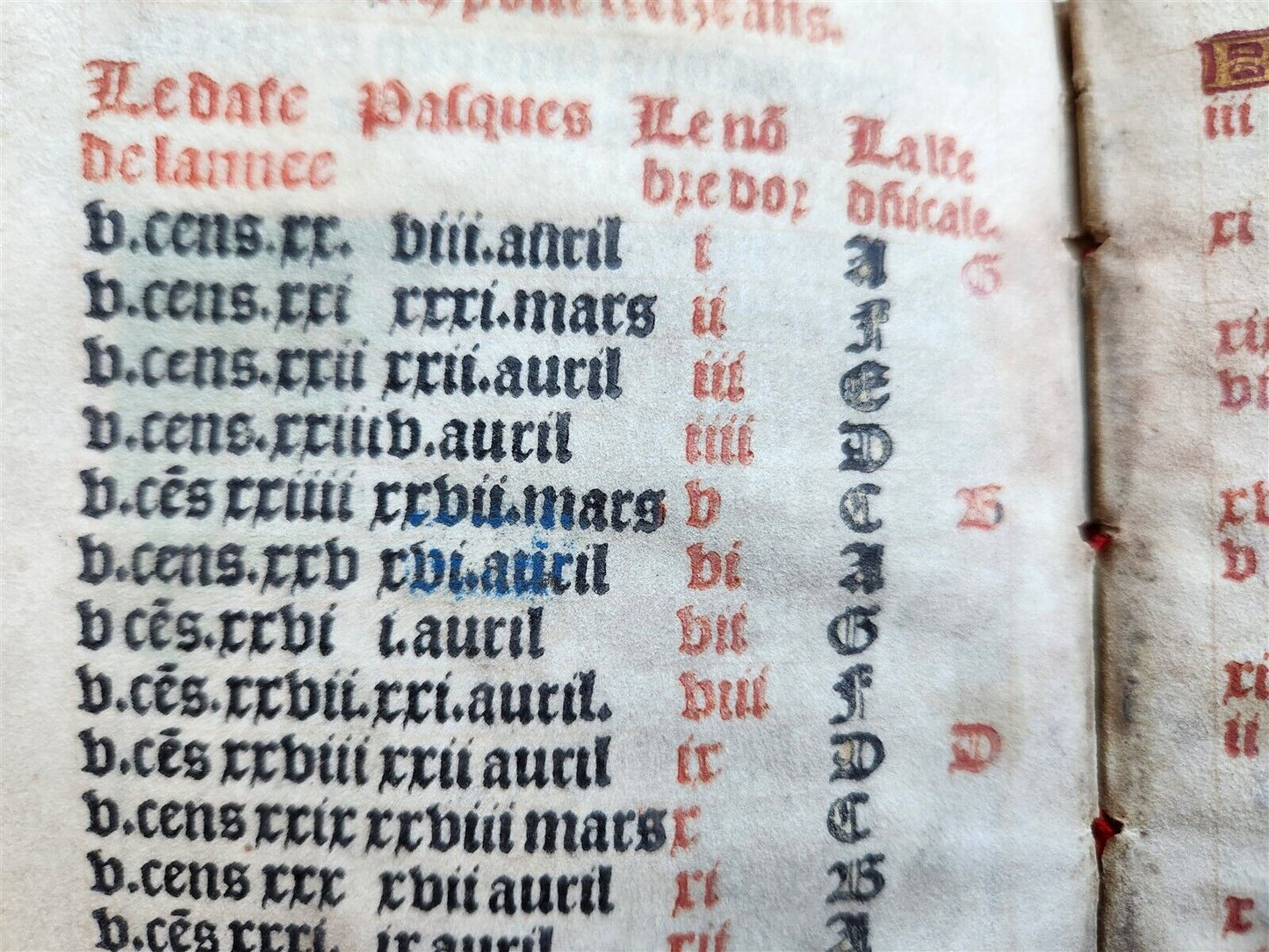 1519 BOOK OF HOURS PRINTED on VELLUM FRAGMENT antique POST-INCUNABULA scarce