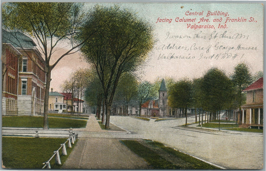 VALPARAISO IN CENTRAL BUILDING ANTIQUE POSTCARD