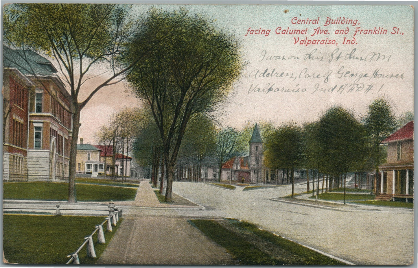 VALPARAISO IN CENTRAL BUILDING ANTIQUE POSTCARD