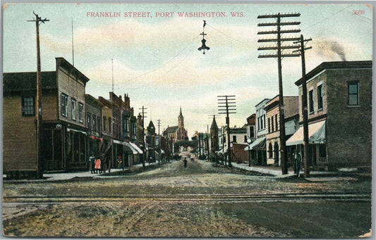 PORT WASHINGTON WI FRANKLIN STREET ANTIQUE POSTCARD